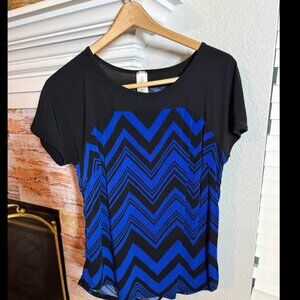 Blue & Black Chevron Blouse – PerSeption Concept Medium